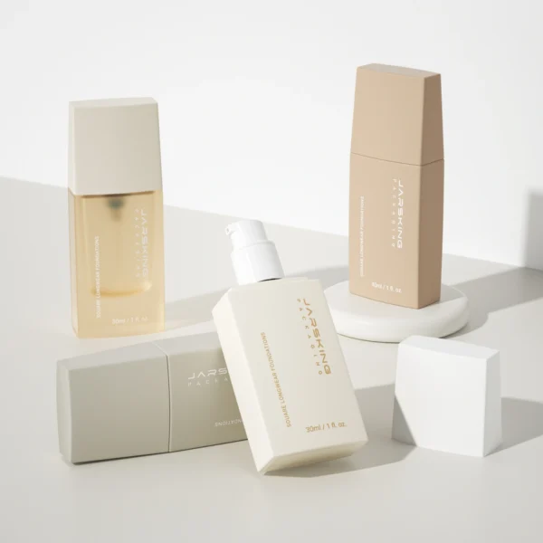 Square Foundation Glass Bottle with Pump