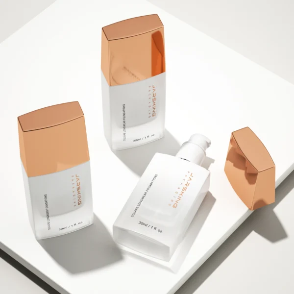 Square Foundation Glass Bottle with Pump