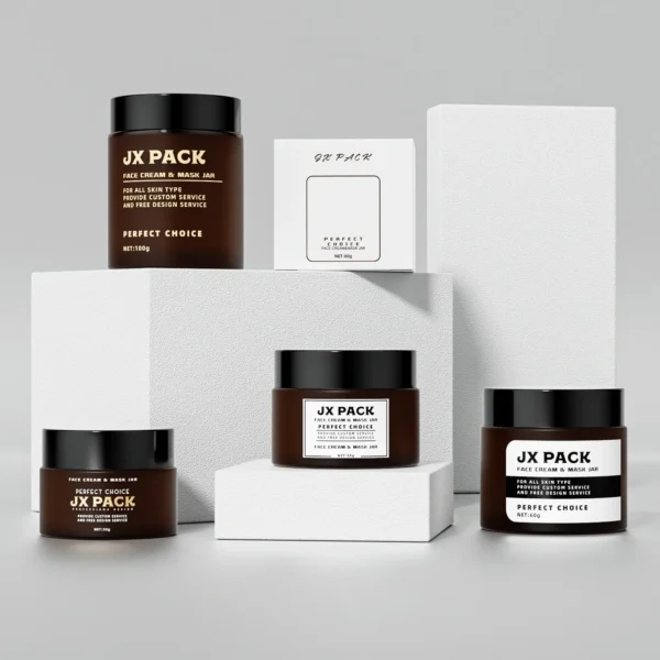 Amber Cosmetic Glass Jar with Lids