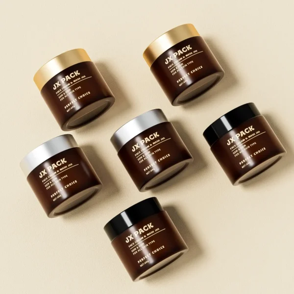 Amber Cosmetic Glass Jar with Lids