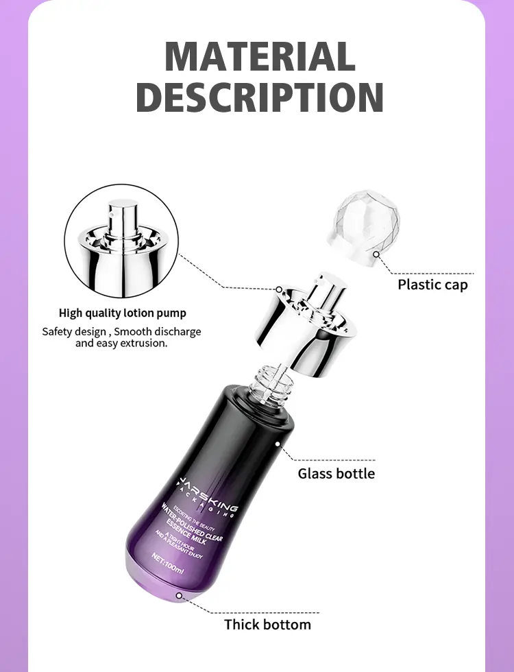 Glass serum bottle with pump