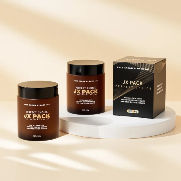 Amber Cosmetic Glass Jar with Lids