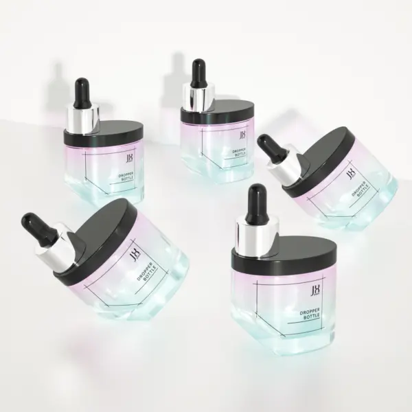 Frosted square dropper bottles