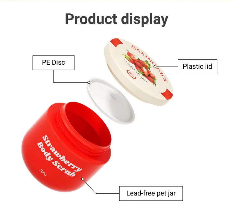 300g large capacity PET body scrub jar