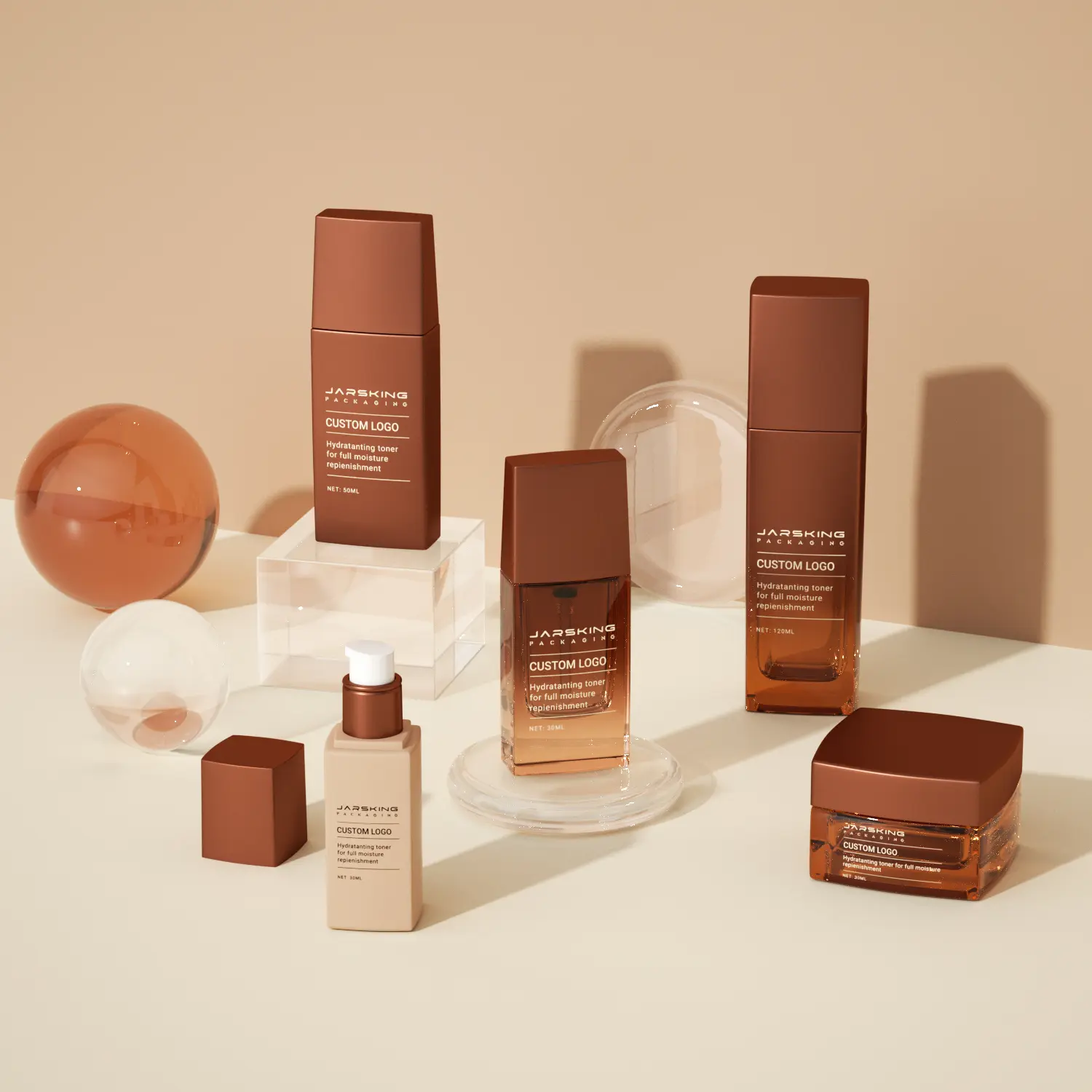 luxury glass cosmetic packaging set