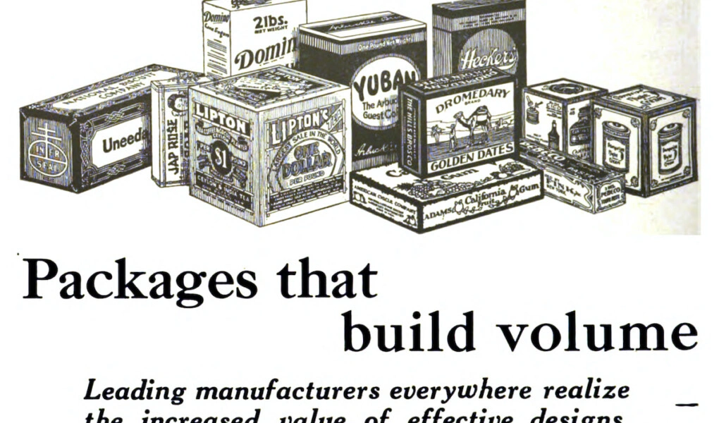1890 — First folding carton patent (Robert Gair)