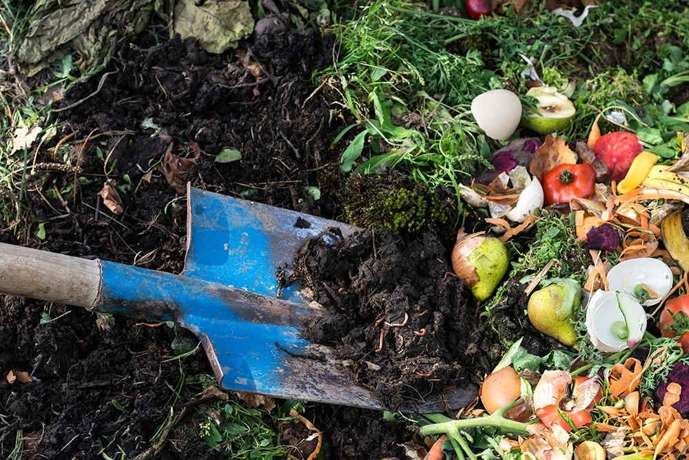 digging compost