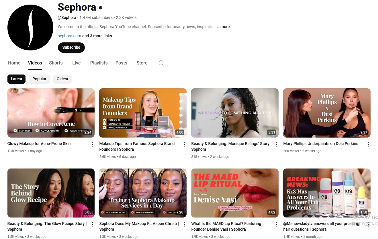 Sephora's latest youtube video marketing