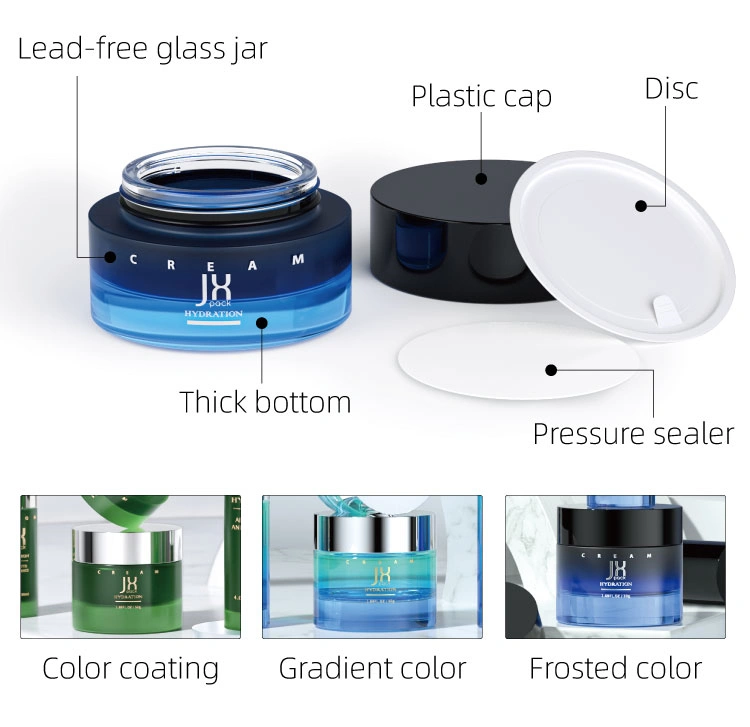 Blue glass lotion pump bottle