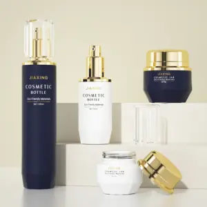 Dark blue glass cosmetic containers