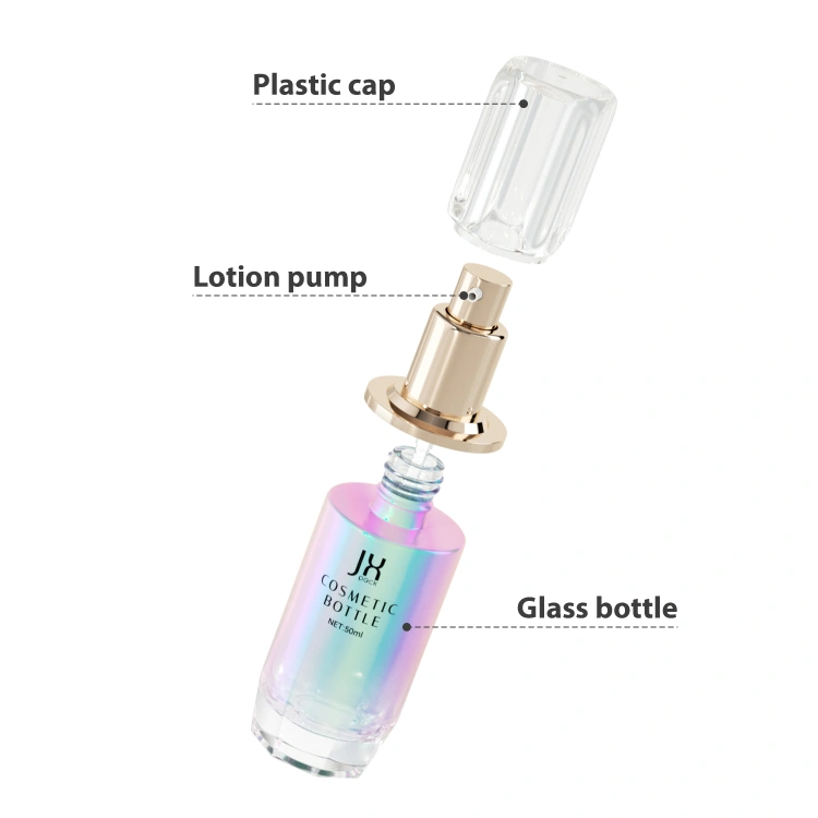 Glass toner bottle with acrylic overcap