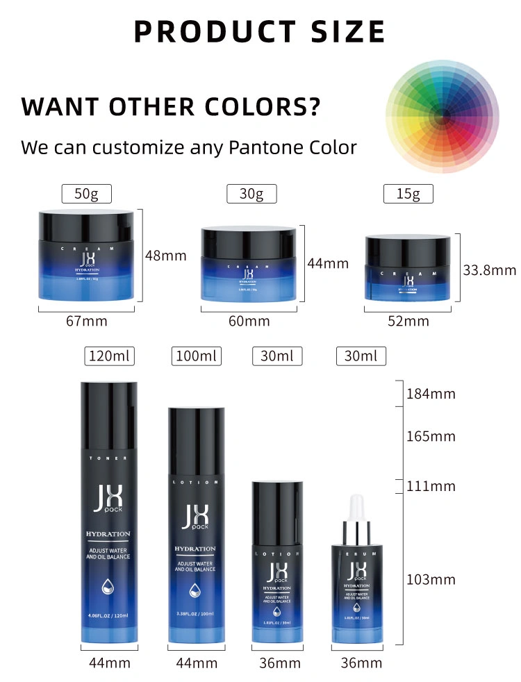 Serum dropper bottle and cream jar set