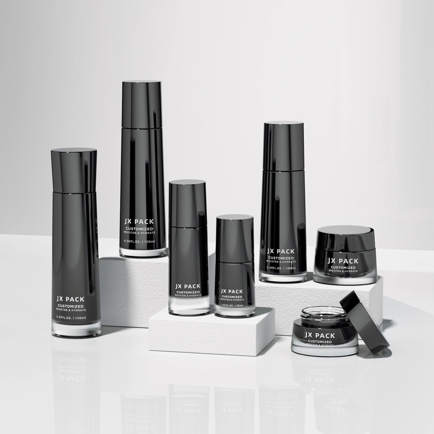 Black gradient cosmetic bottle supplier