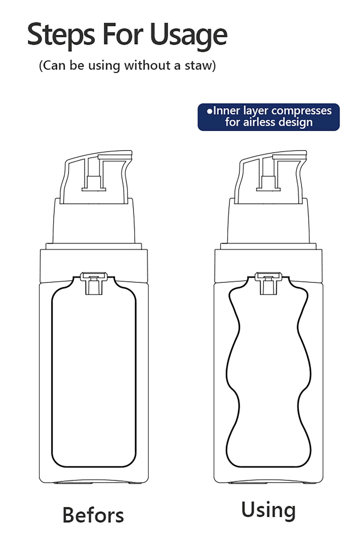soft liner airless bottle
