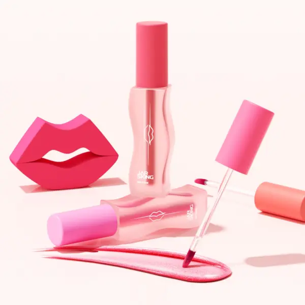 Wavy plastic lip gloss bottle