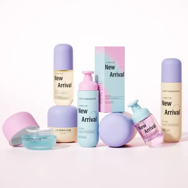 Minimalist pastel cosmetic containers