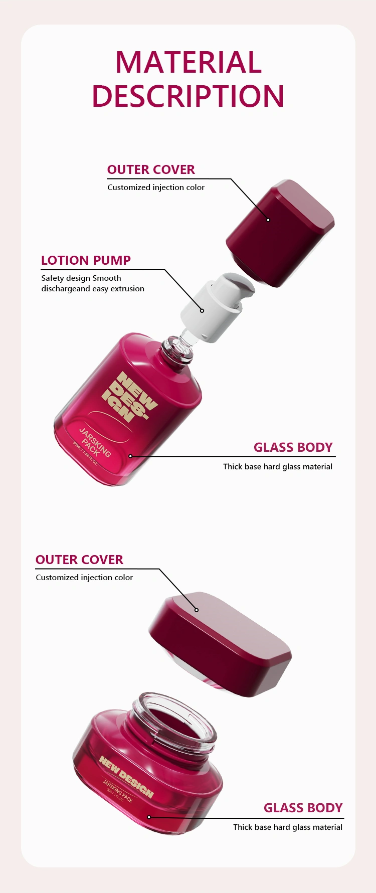 High-quality pump bottles for serum