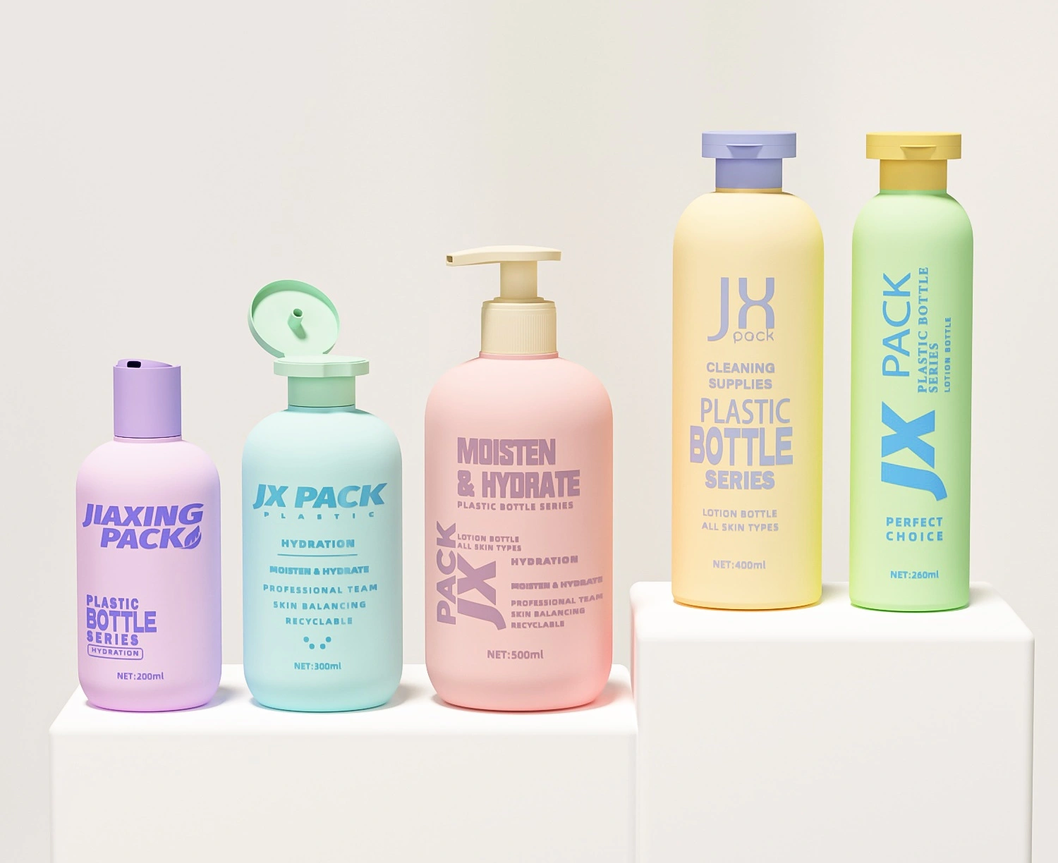 plastic shampoo bottles