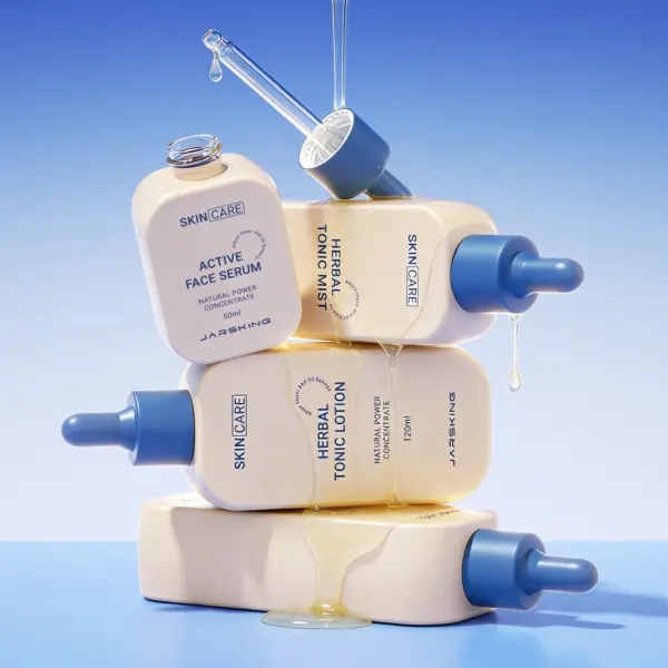 Soft-edge rectangular cosmetic bottle