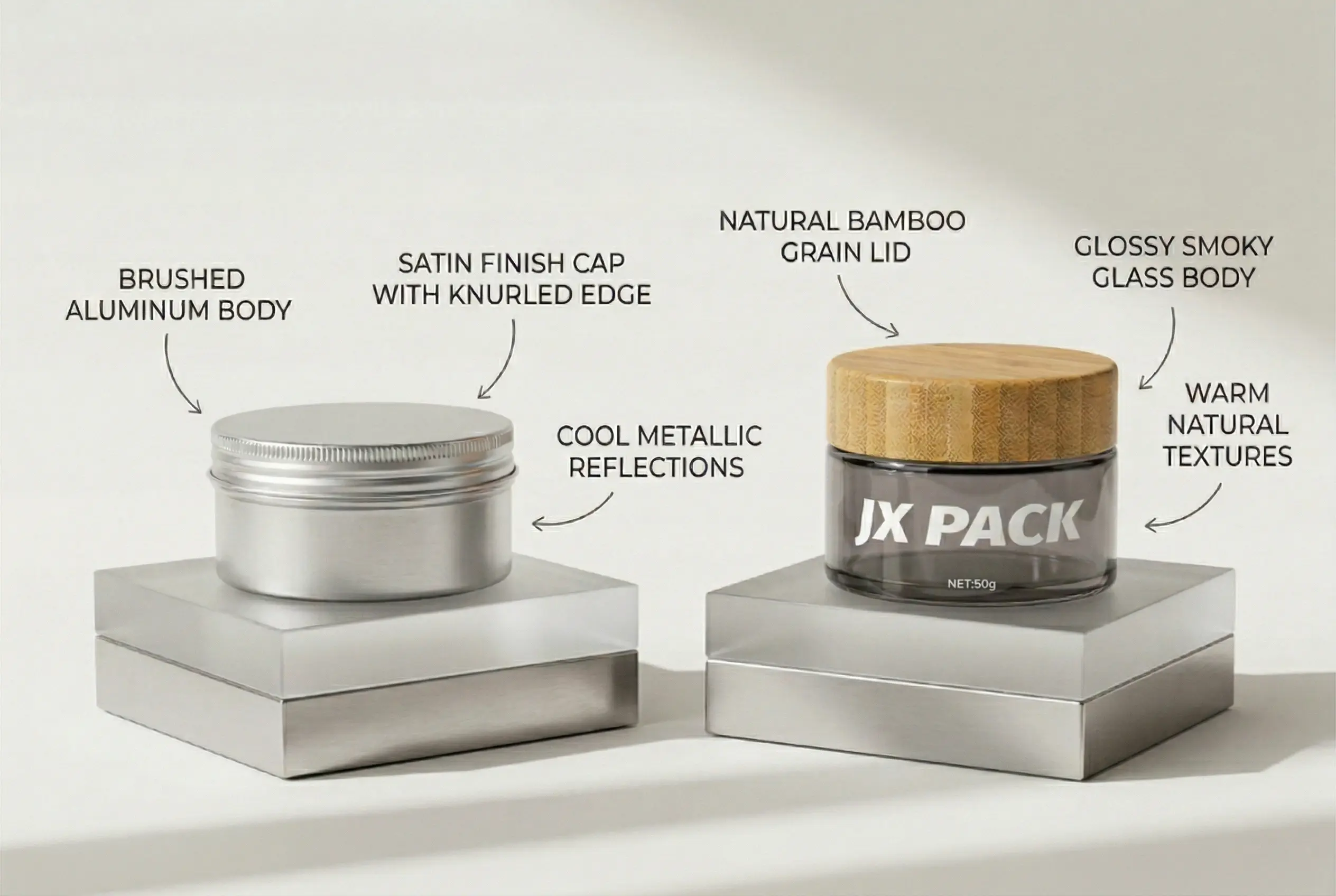 Aluminum & bamboo cream jar