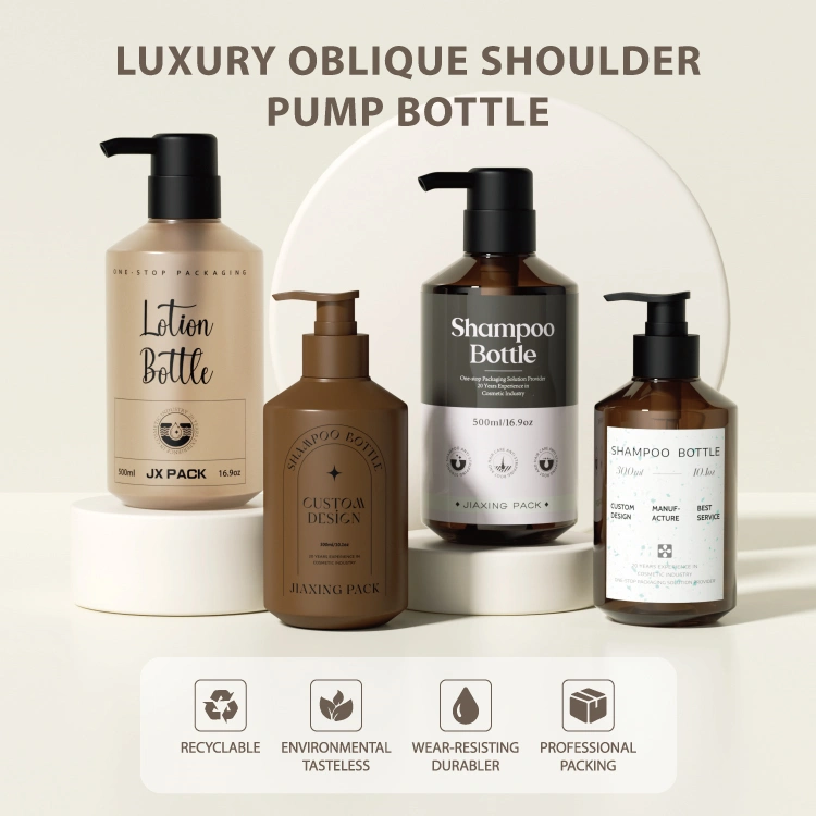 Oblique shoulder pump bottle