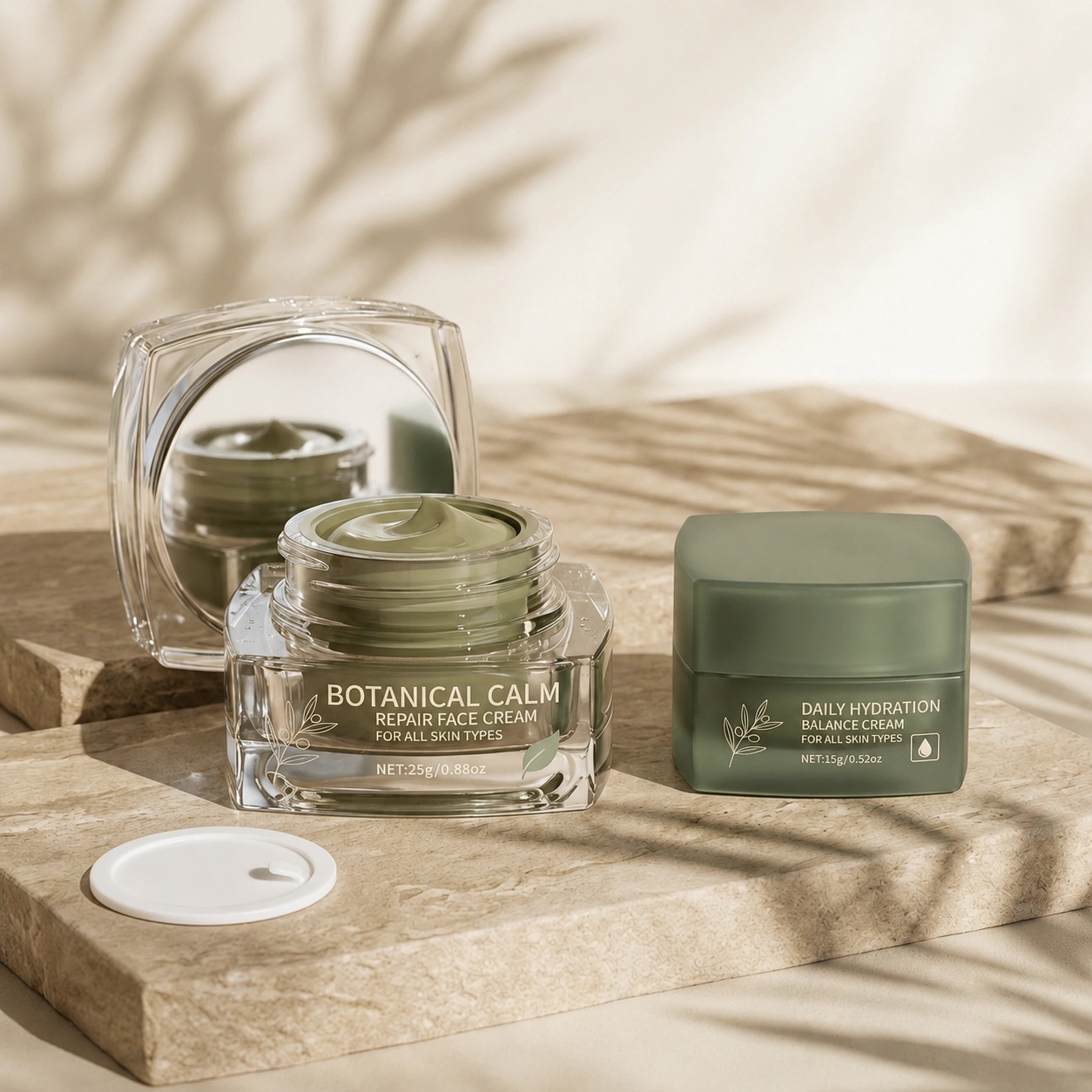 Acrylic & glass face cream jar