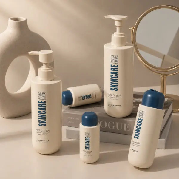 Pastel cosmetic bottle collection