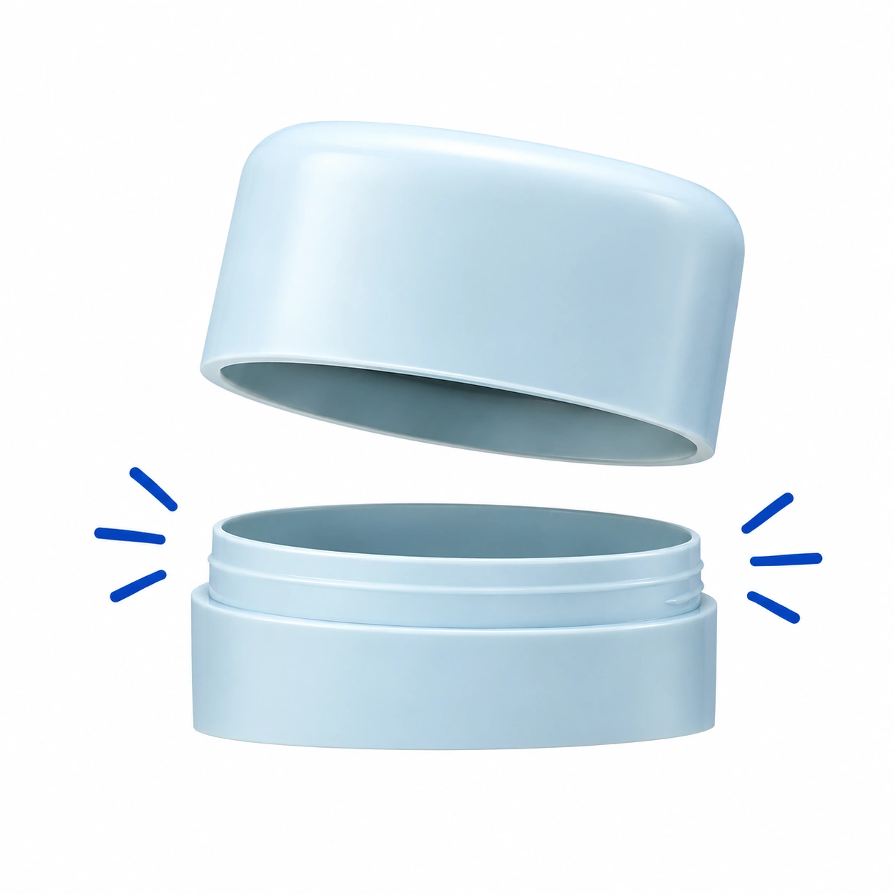 Secure snap-fit cap for deodorant and sunscreen stick packaging