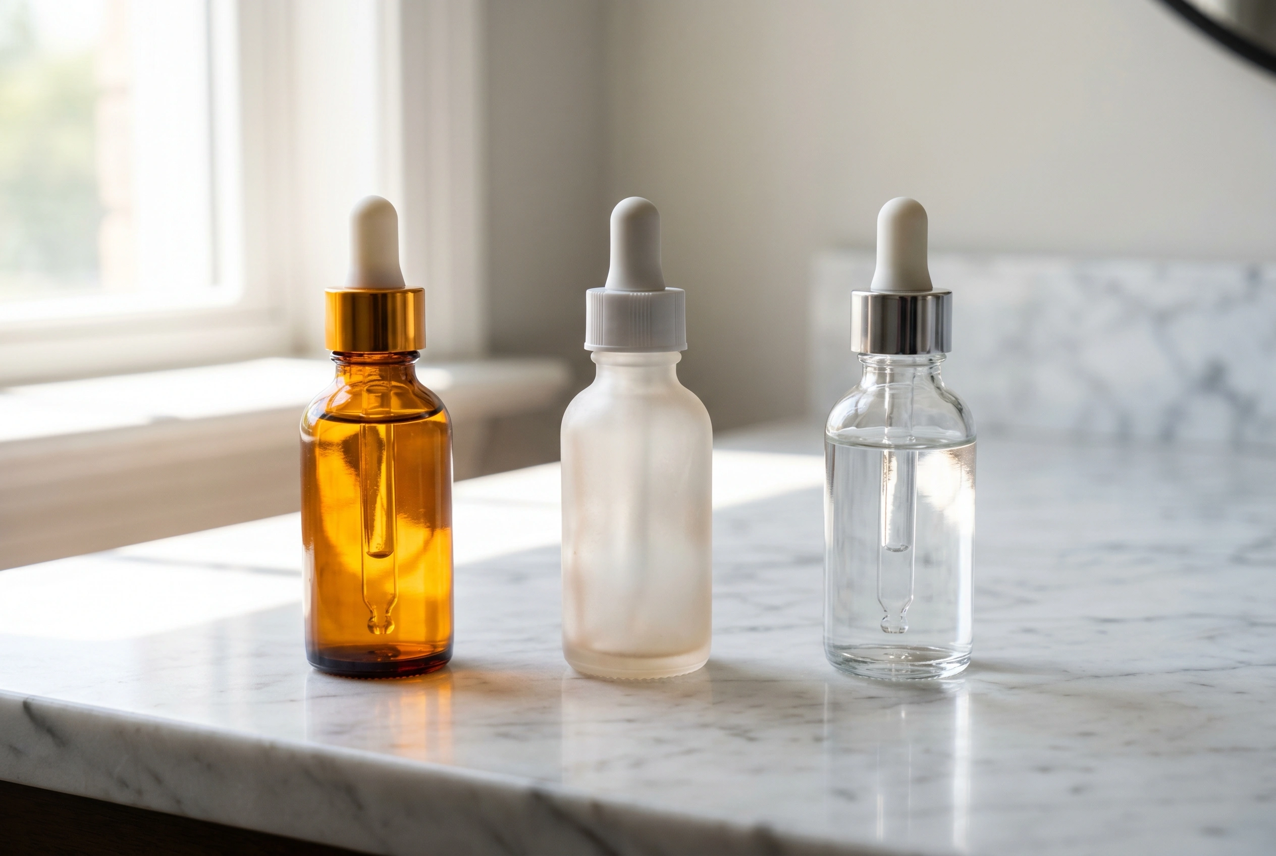 Amber, Frosted, or Clear serum bottle