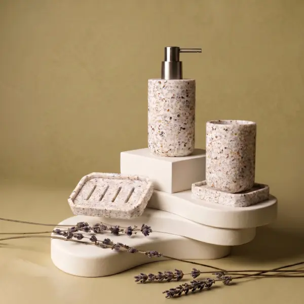 Stone-inspired bathroom decor