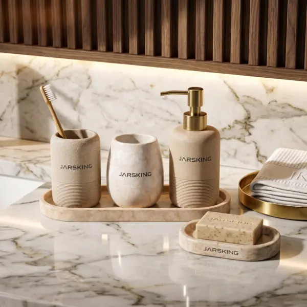 Terrazzo soap dispenser set