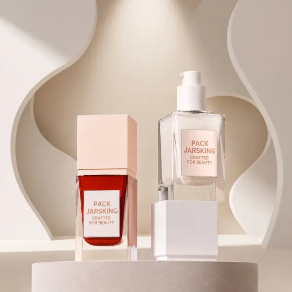 Cosmetic glass bottle with cap