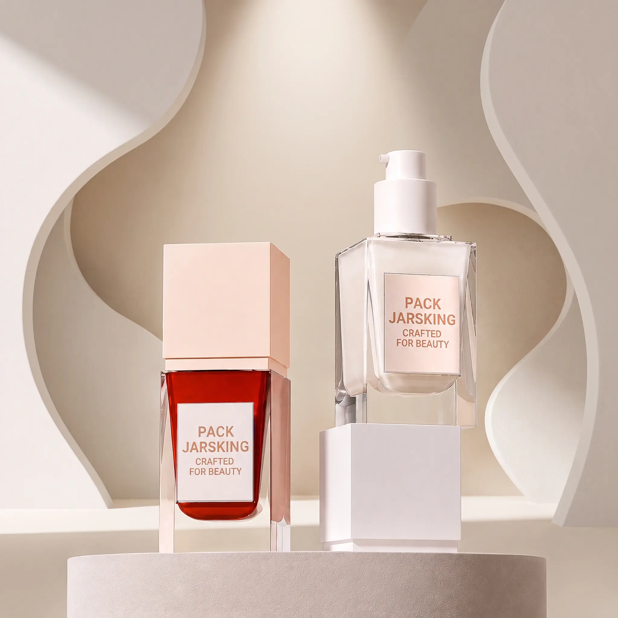 Cosmetic glass bottle with cap