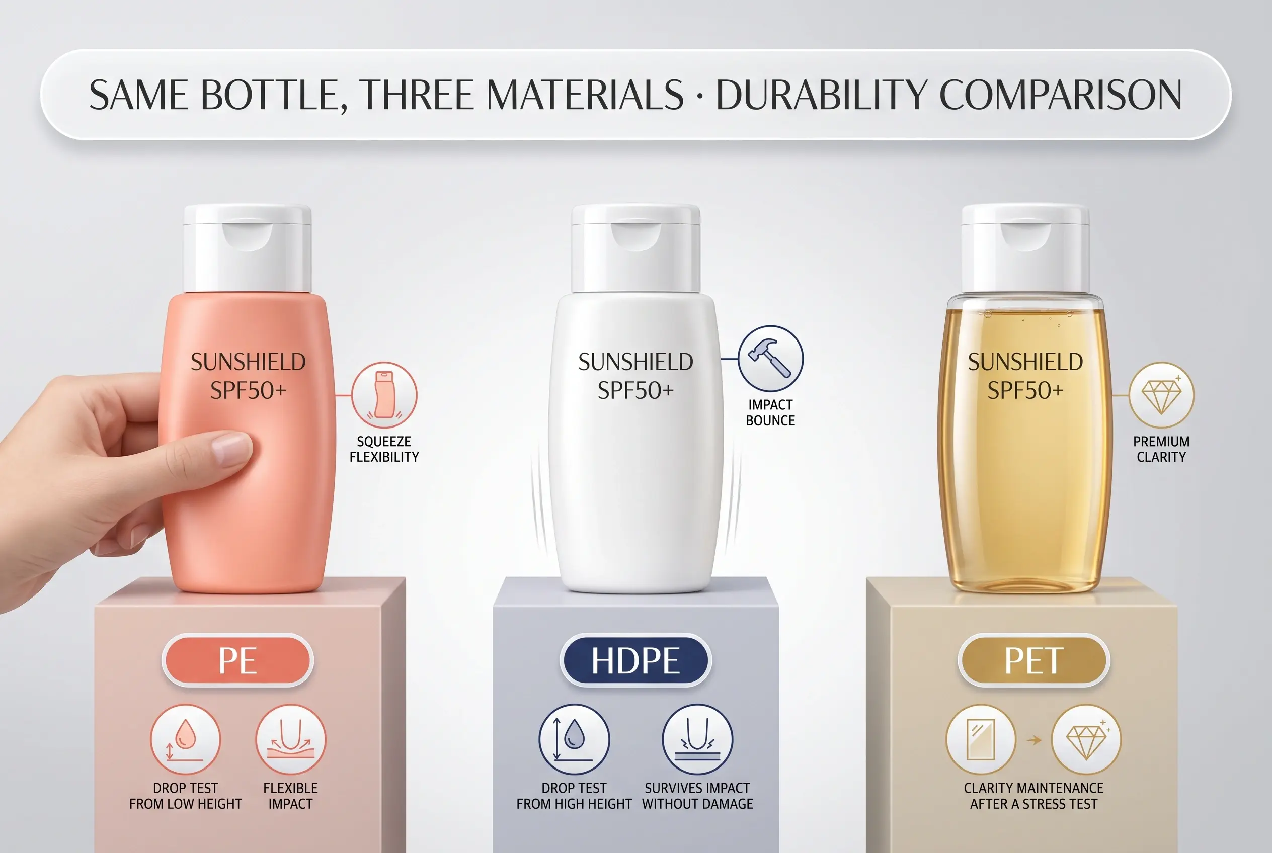 SAME BOTTLE THREE MATERIALS