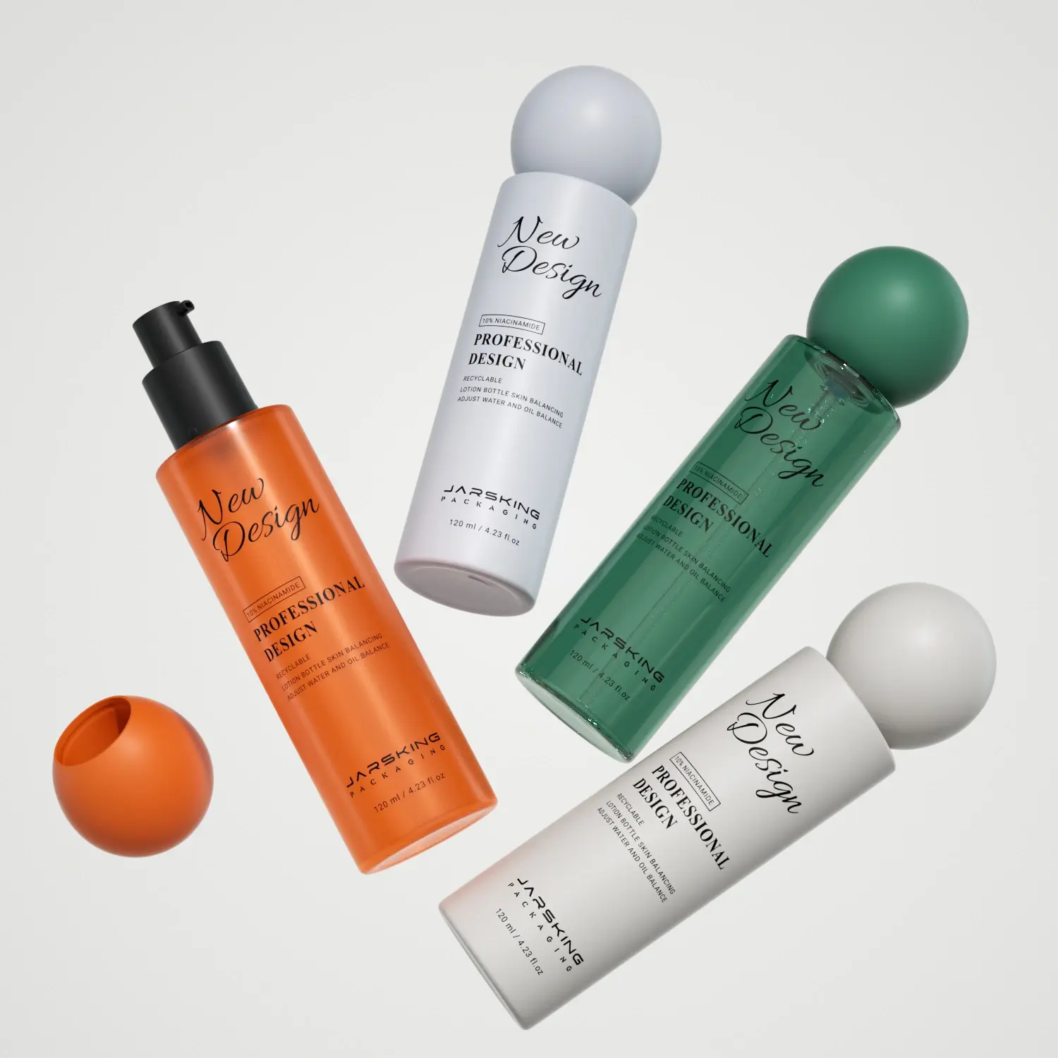 Standardized body care packaging with shared pump and spray bottles