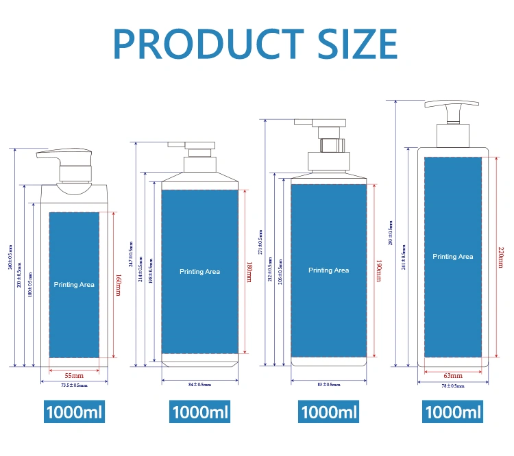 rectangular toiletry containers with horizontal pump heads